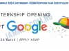 Google 2024 Internship: $3300 Stipend plus Certificate