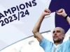 Manchester City manager Pep Guardiola celebrates a 4th successive title