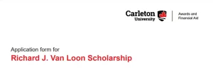 Richard Van Loon Scholarship at Carleton University 2025