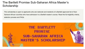 University College London Bartlett Promise Scholarship 2025