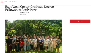 Fully Funded East-West Center Graduate Degree Fellowship 2026 for Passionate Masters and PhD Candidates to Study in the University of Hawaii at Manoa