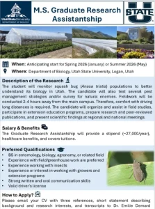 Fully Funded Utah State University Department of Biology Masters Scholarship 2026 in USA