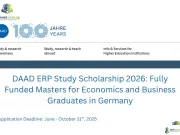 Fully Funded DAAD ERP Study Scholarship 2026: Masters for Economics and Business Graduates in Germany DAAD ERP Study Scholarship 2026 - Fully Funded Masters for Economics and Business Graduates in Germany