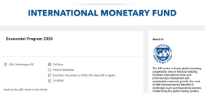 International Monetary Fund (IMF) Economist Program 2026 in USA for Motivated Economists Worldwide