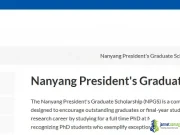 Nanyang President Graduate Scholarship 2026 - Fully Funded PhD Scholarship in Singapore at Nanyang Technological University