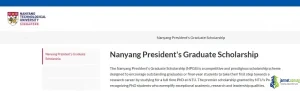 Nanyang President Graduate Scholarship 2026 - Fully Funded PhD Scholarship in Singapore at Nanyang Technological University