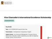 University of Waikato International Excellence Scholarship 2026: NZD$15,000 Partial Funding University of Waikato International Excellence Scholarship 2026