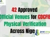 42 Approved Official Venues for CDCFIB Physical Verification Across Nigeria 42 Approved Official Venues for CDCFIB Physical Verification Across Nigeria