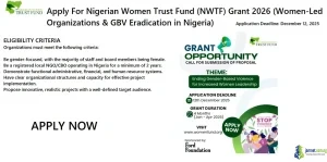 Apply For Nigerian Women Trust Fund (NWTF) Grant 2026 (Women-Led Organizations & GBV Eradication in Nigeria)