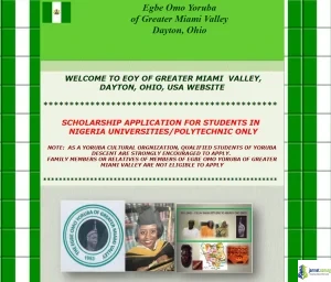 Egbe Omo Yoruba Scholarship 2025-2026