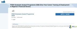 FSDH Graduate Analyst Programme 2026