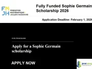Fully Funded Sophie Germain Scholarship 2026 (€13,000+ Stipend for Masters/PhD in Mathematics at University of Paris-Saclay) Fully Funded Sophie Germain Scholarship 2026