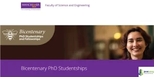 Fully Funded University of Manchester Bicentenary PhD Studentships 2026
