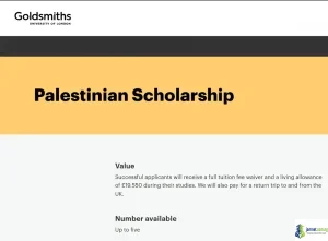 Goldsmiths University of London Palestinian Scholarship 2026