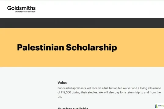 Goldsmiths University of London Palestinian Scholarship 2026