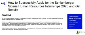 How to Successfully Apply for the Schlumberger Nigeria Human Resources Internships 2025 and Get Results