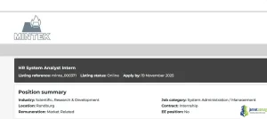Mintek HR System Analyst Intern