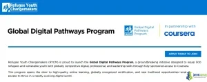 Refugee Youth Changemakers Global Digital Pathways Program