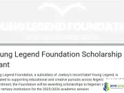 Young Legend Foundation Scholarship 2025 (₦10M Financial Support for Nigerian Public University Undergraduates) Young Legend Foundation Scholarship 2025