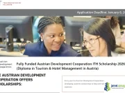 Fully Funded Austrian Development Cooperation ITH Scholarship 2026 (Diploma in Tourism & Hotel Management in Austria) Fully Funded Austrian Development Cooperation ITH Scholarship 2026 (Diploma in Tourism & Hotel Management in Austria)