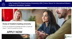 Fully Funded KTH Royal Institute Scholarship 2026 (Tuition Waiver for International Masters Students in Stockholm, Sweden)