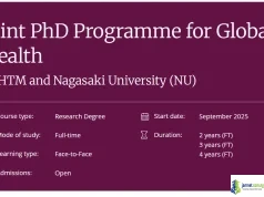Fully Funded LSHTM/Nagasaki University Joint Global Health Scholarship 2026 (PhD in UK & Japan) Fully Funded LSHTM-Nagasaki University Joint Global Health Scholarship 2026 (PhD in UK & Japan)