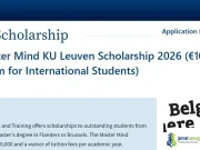 Fully Funded Master Mind KU Leuven Scholarship 2026 (€10,000 Grant for Masters in Belgium for International Students) Fully Funded Master Mind KU Leuven Scholarship 2026 (€10,000 Grant for Masters in Belgium for International Students)