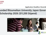 Fully Funded Ritsumeikan University Japan Government MEXT Scholarship 2026 ($11,200 Stipend) Fully Funded Ritsumeikan University Japan Government MEXT Scholarship 2026 ( 11,200 Stipend)