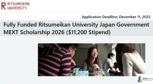 Fully Funded Ritsumeikan University Japan Government MEXT Scholarship 2026 ( 11,200 Stipend)