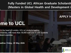 Fully Funded UCL African Graduate Scholarship 2026 (Masters in Global Health and Development in UK)