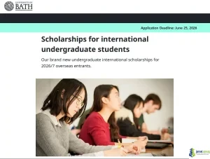 Fully Funded University of Bath International Excellence Scholarship 2026 (£24,000 Undergraduate Grant in the UK)