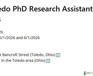 Fully Funded University of Toledo PhD Research Assistantship 2026 in USA for International Students