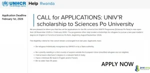 Fully funded UNIV’R Scholarship Program 2026 (Masters for Refugees at Sciences Po, Paris)