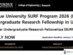 Purdue University SURF Program 2026 (Paid Undergraduate Research Fellowship in USA)