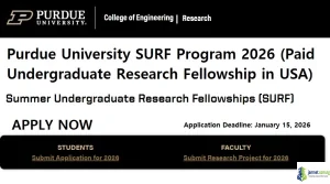 Purdue University SURF Program 2026 (Paid Undergraduate Research Fellowship in USA)