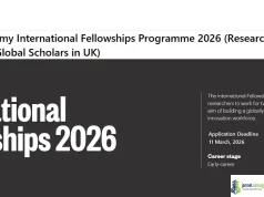 The British Academy International Fellowships Programme 2026 (Research Placement for Early-Career Global Scholars in UK) The British Academy International Fellowships Programme 2026 (Research Placement for Early-Career Global Scholars in UK)