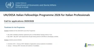 UN/DESA Italian Fellowships Programme 2026 for Italian Professionals