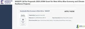 WASOP Call for Proposals 2026 (€10M Grant for West Africa Blue Economy and Climate Resilience Projects)