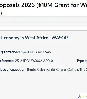 WASOP Call for Proposals 2026 (€10M Grant for West Africa Blue Economy and Climate Resilience Projects)