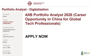 AIIB Portfolio Analyst 2026 (Career Opportunity in China for Global Tech Professionals)