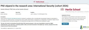 Fully Funded Hertie School PhD Scholarship 2026 (International Security Doctoral Program in Berlin, Germany)