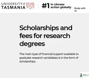 Fully Funded University of Tasmania Graduate Research Scholarships 2026 (34,315 Stipend for Masters & PhD International Students)