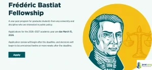 Mercatus Center Frédéric Bastiat Fellowship 2026-2027 (5,000 Graduate Stipend)