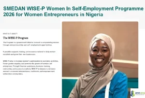 SMEDAN WISE-P Women In Self-Employment Programme 2026 for Women Entrepreneurs in Nigeria