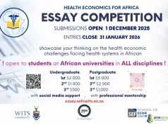 Wits University PPS Health Economics for Africa Essay Competition 2026 ($5,000 Prize) Wits University PPS Health Economics for Africa Essay Competition 2026 ( 5,000 Prize)