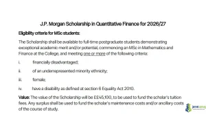 Fully Funded JP Morgan Scholarship 2026 (Masters at Imperial College London)