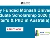 Fully Funded Monash University Graduate Scholarship 2026 ( Master's & PhD in Australia)
