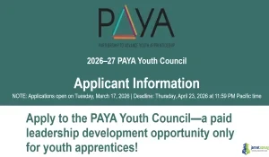 2026 PAYA Youth Council (Apprenticeship & Career Funding)