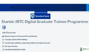2026 Stanbic IBTC Digital Graduate Trainee Program (Tech Career Funding Aid)