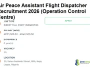 Air Peace Assistant Flight Dispatcher Recruitment 2026 (Operation Control Centre) Air Peace Assistant Flight Dispatcher Recruitment 2026 (Operation Control Centre)